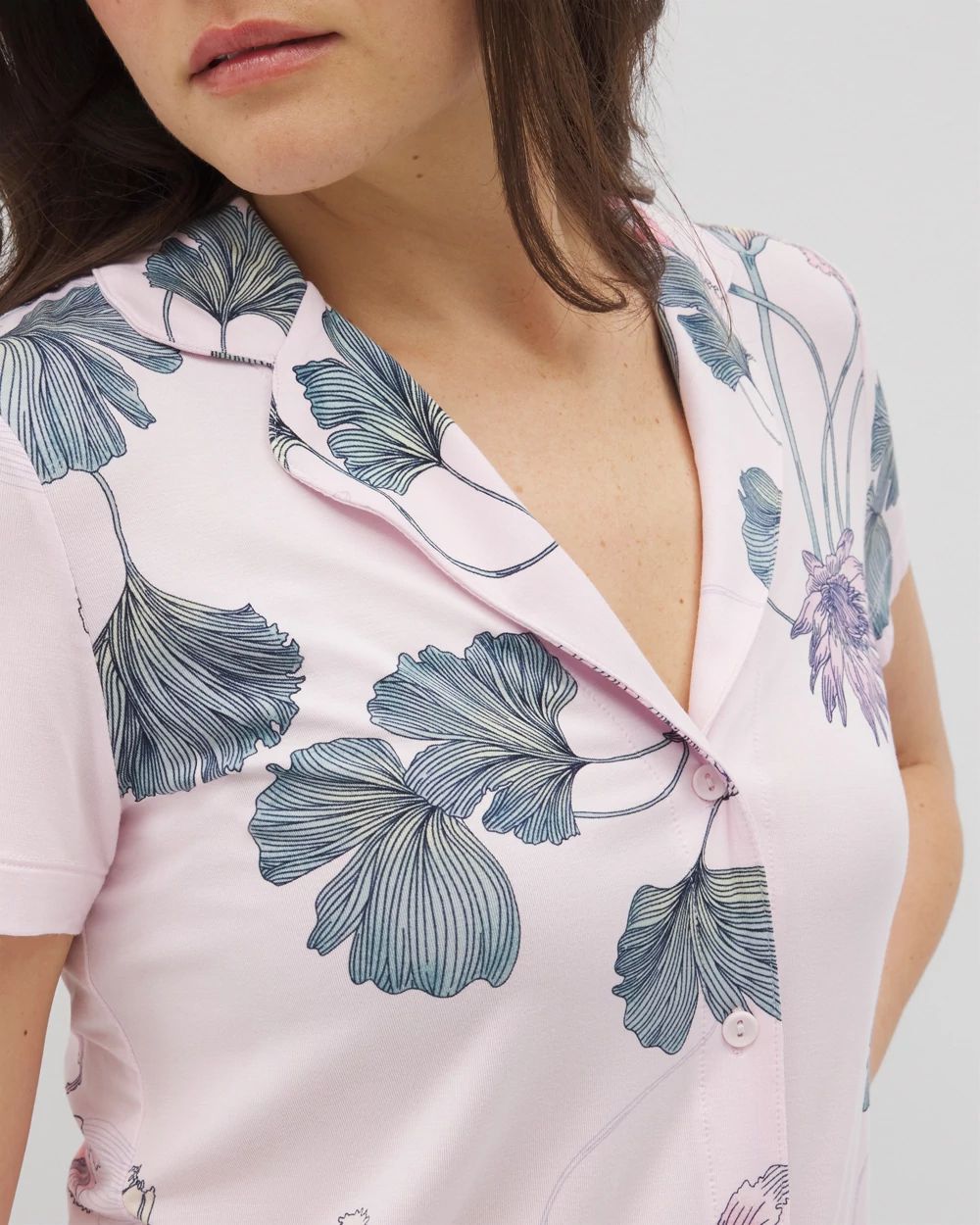 Cool Nights Short Sleeve Notch Collar Pajama Top