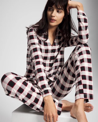 Long-Sleeve Notch Collar Pajama Top click to view larger image.