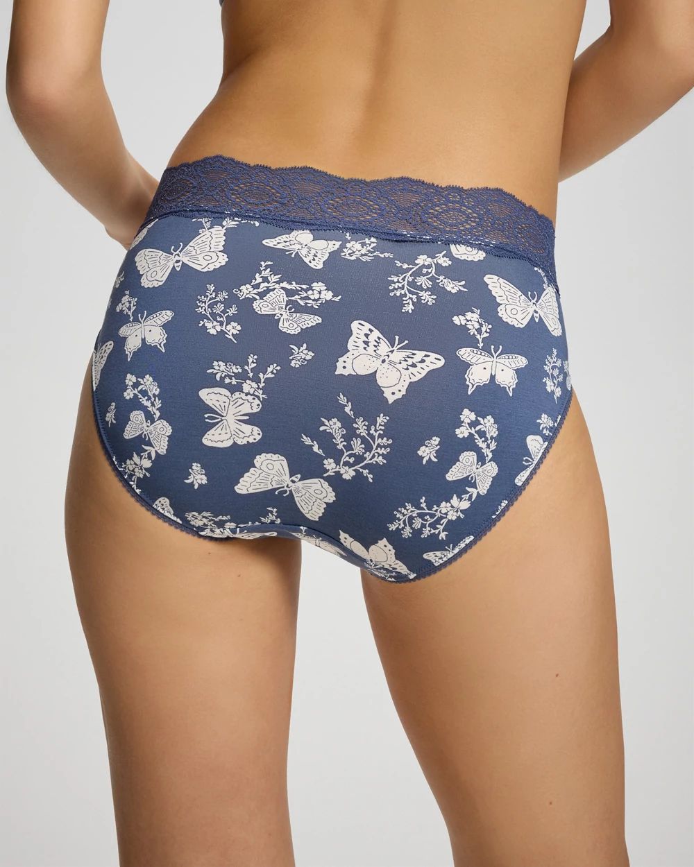 High-Leg Brief Panty with Crochet Lace click to view larger image.