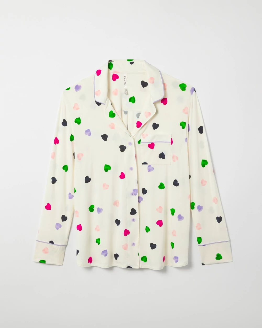 Long-Sleeve Notch Collar Pajama Top click to view larger image.