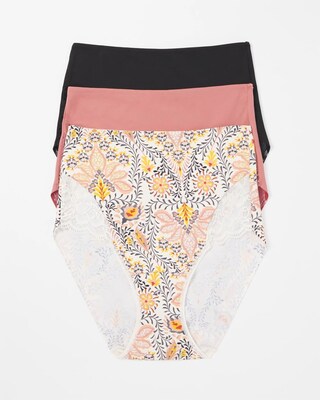 Tummy High-Waist Brief Panty with Lace 3 Pack