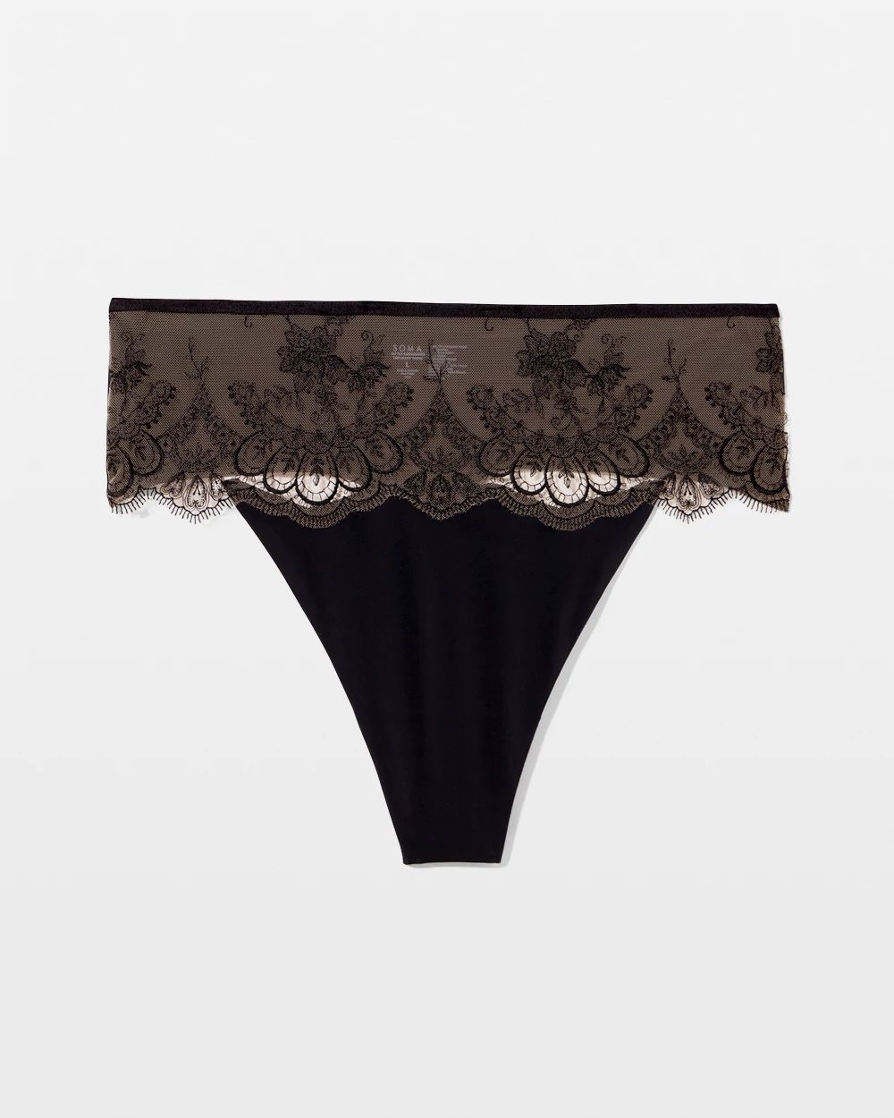 Tattoo Lace Embroidered High Waist Thong Panty