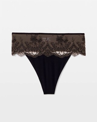 Tattoo Lace Embroidered High Waist Thong Panty