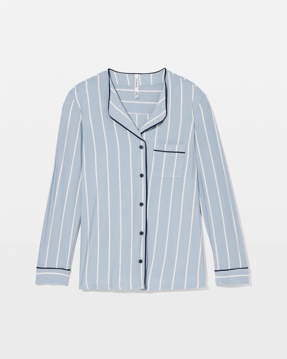Piped Long-Sleeve Notch Pajama Top click to view larger image.