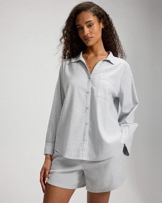 Beach Cotton Long Sleeve Button-Up