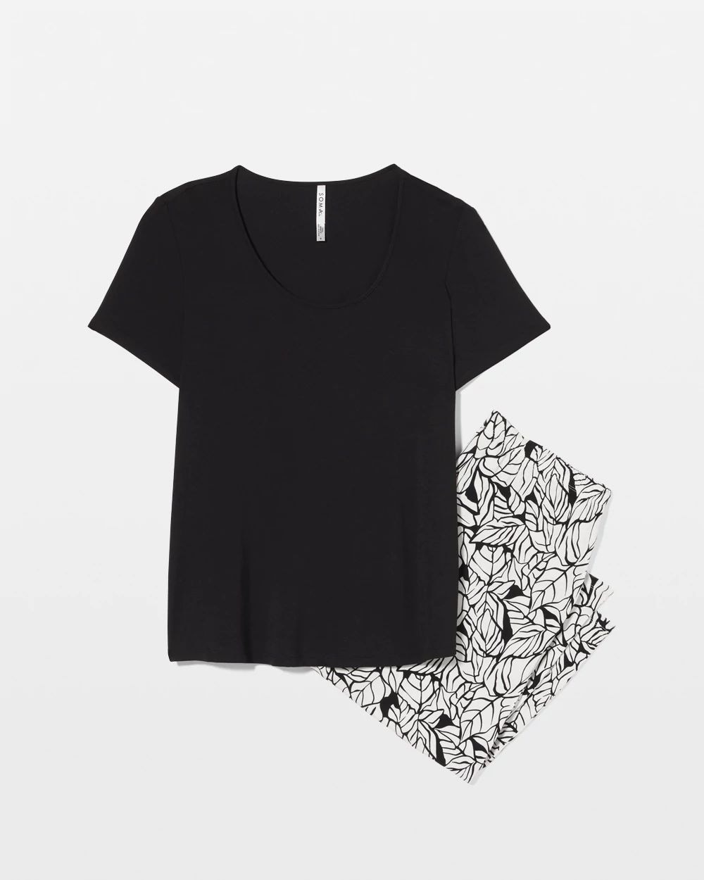 Short-Sleeve + Cropped Pants Pajama Set click to view larger image.