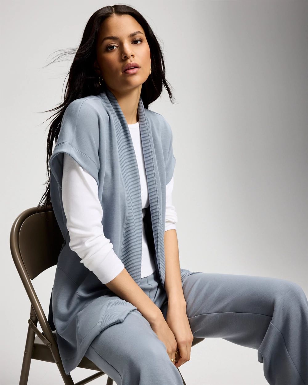 Modern Modal Relaxed Belted Wrap Vest click to view larger image.