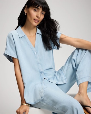 Chambray Relaxed Collared Shirt click to view larger image.