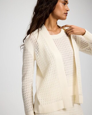 Cotton Pointelle Open Sweater Wrap click to view larger image.