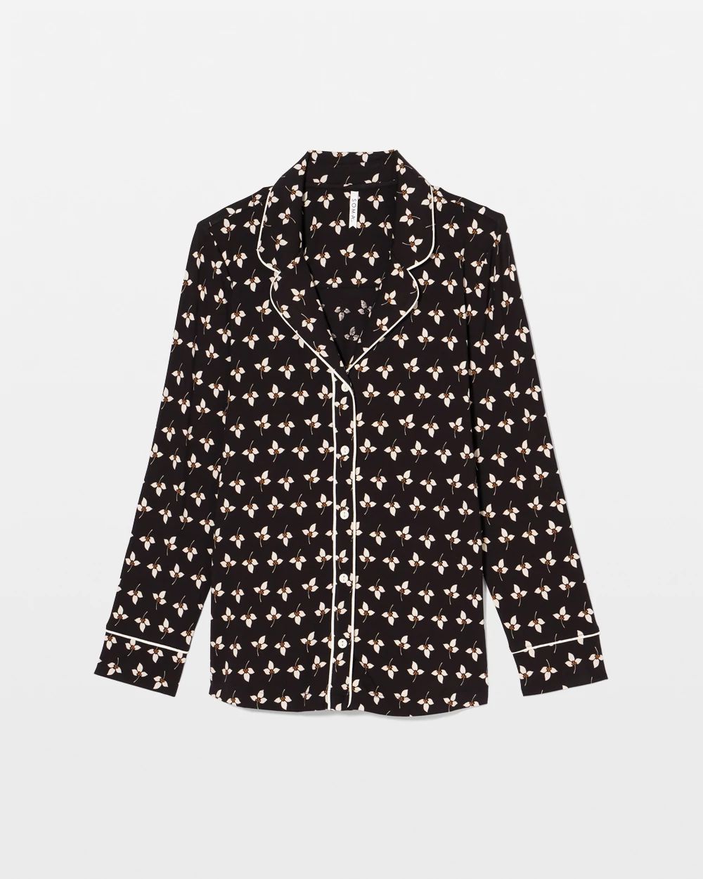 Cool Nights Long-Sleeve Printed Notch Collar Pajama Top