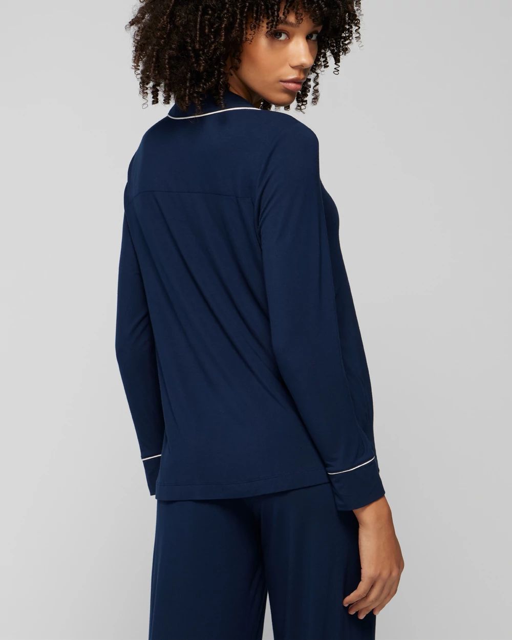 Cool Nights Long-Sleeve Notch Collar Pajama Top