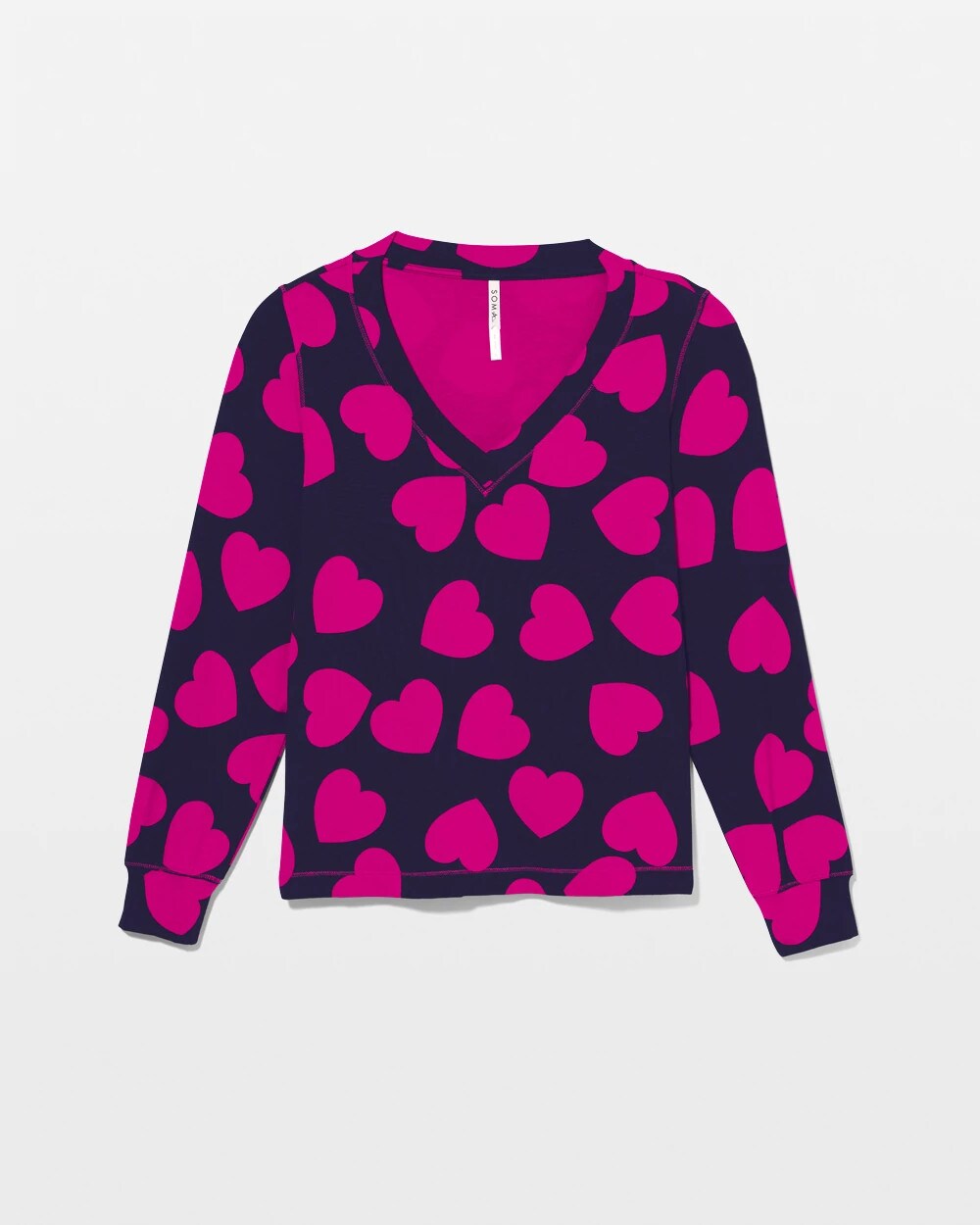 Long-Sleeve V-Neck Pajama Top