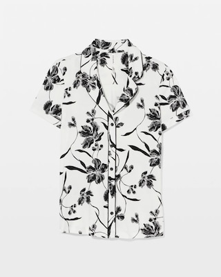 Piped Short Sleeve Notch Collar Pajama Top click to view larger image.