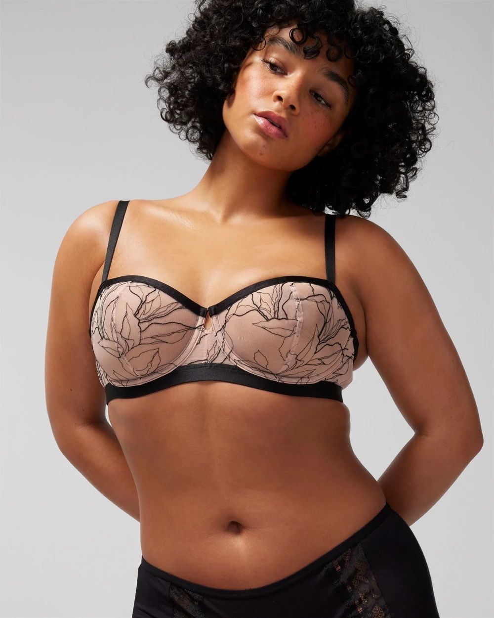 Balconette Unlined Bra with Linework Embroidery