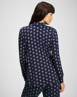 Long-Sleeve Printed Notch Collar Pajama Top click to view larger image.