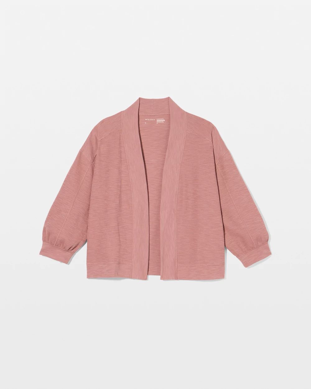 Slub French Terry Relaxed Open-Front Cardi