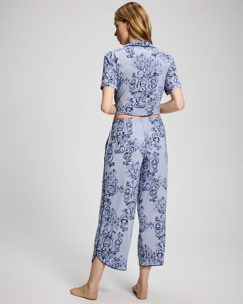 Piped Crop Pajama Pants click to view larger image.