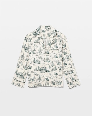 Long-Sleeve Notch Collar Pajama Top click to view larger image.