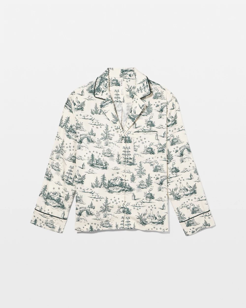 Long-Sleeve Notch Colllar Pajama Top