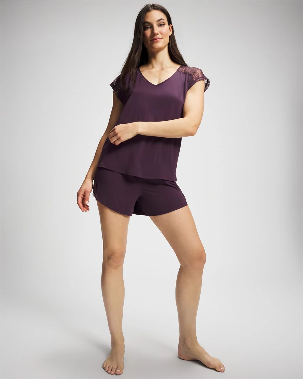 Cool Nights Short Sleeve Lace Pajama Tee