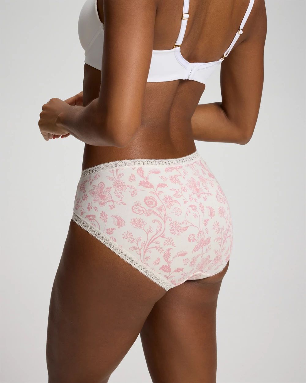 Cotton High-Leg Brief Panty with Lace Trim click to view larger image.