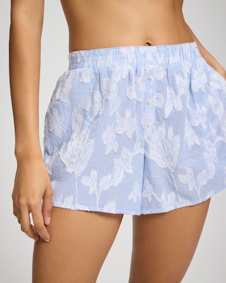 Cotton Striped Jacquard Pajama Shorts click to view larger image.
