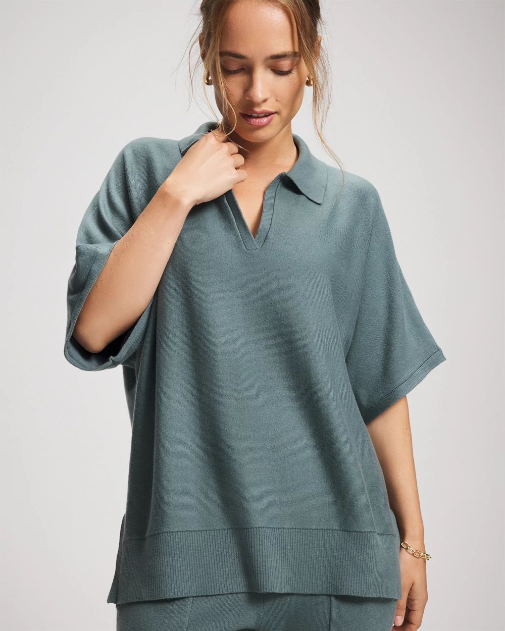 Premier Knit Sweater Collared Top