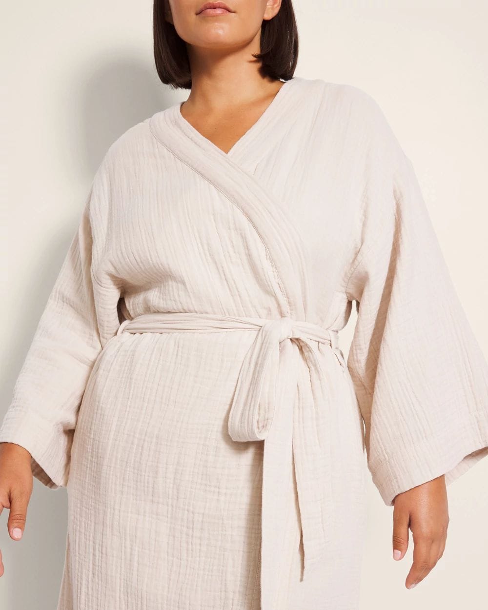 Textured Cotton Long Robe