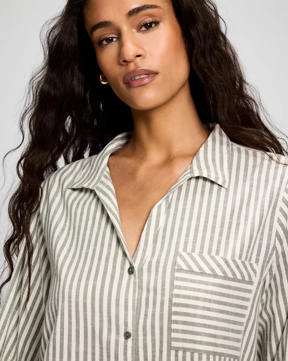 Beach Cotton Long Sleeve Button-Up