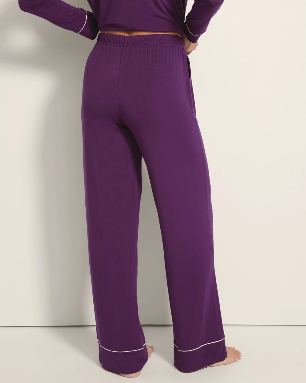 Cool Nights Solid Piped Pajama Pants