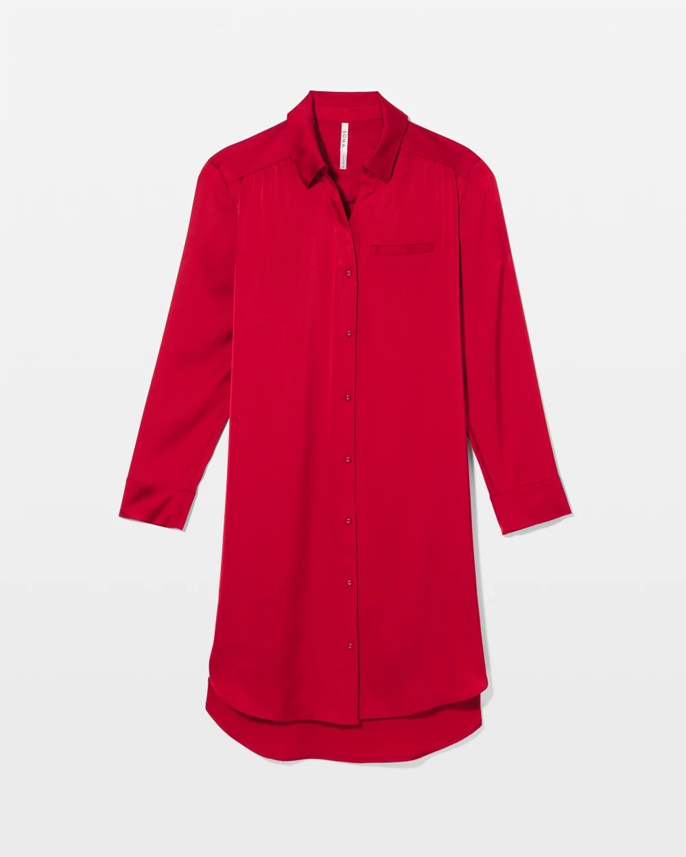 Satin Long-Sleeve Sleep Shirt