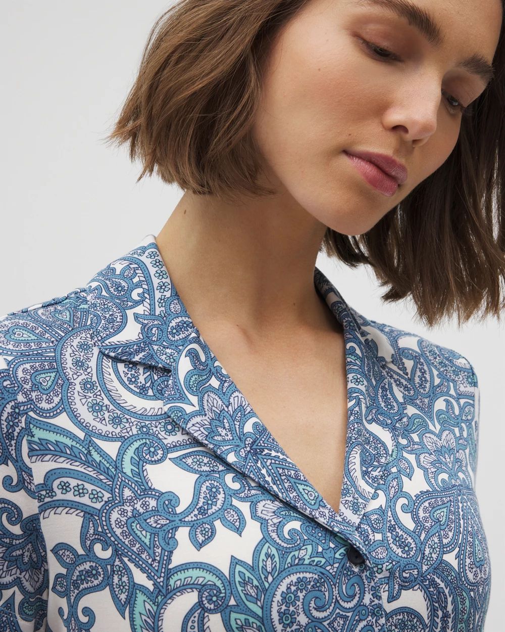 Cool Nights Short Sleeve Notch Collar Pajama Top