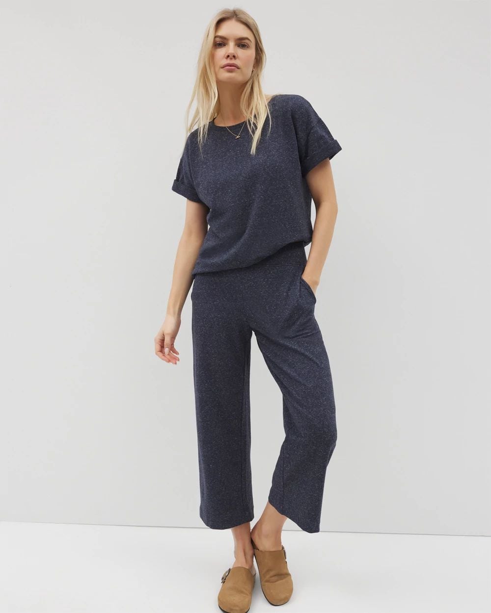 Essential Terry Wide Leg Crop Pant