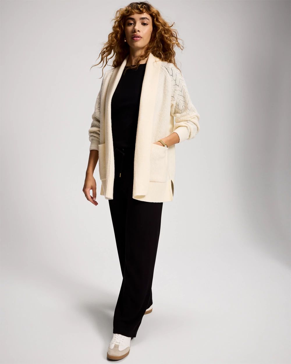 Pointelle Long Sleeve Wrap click to view larger image.