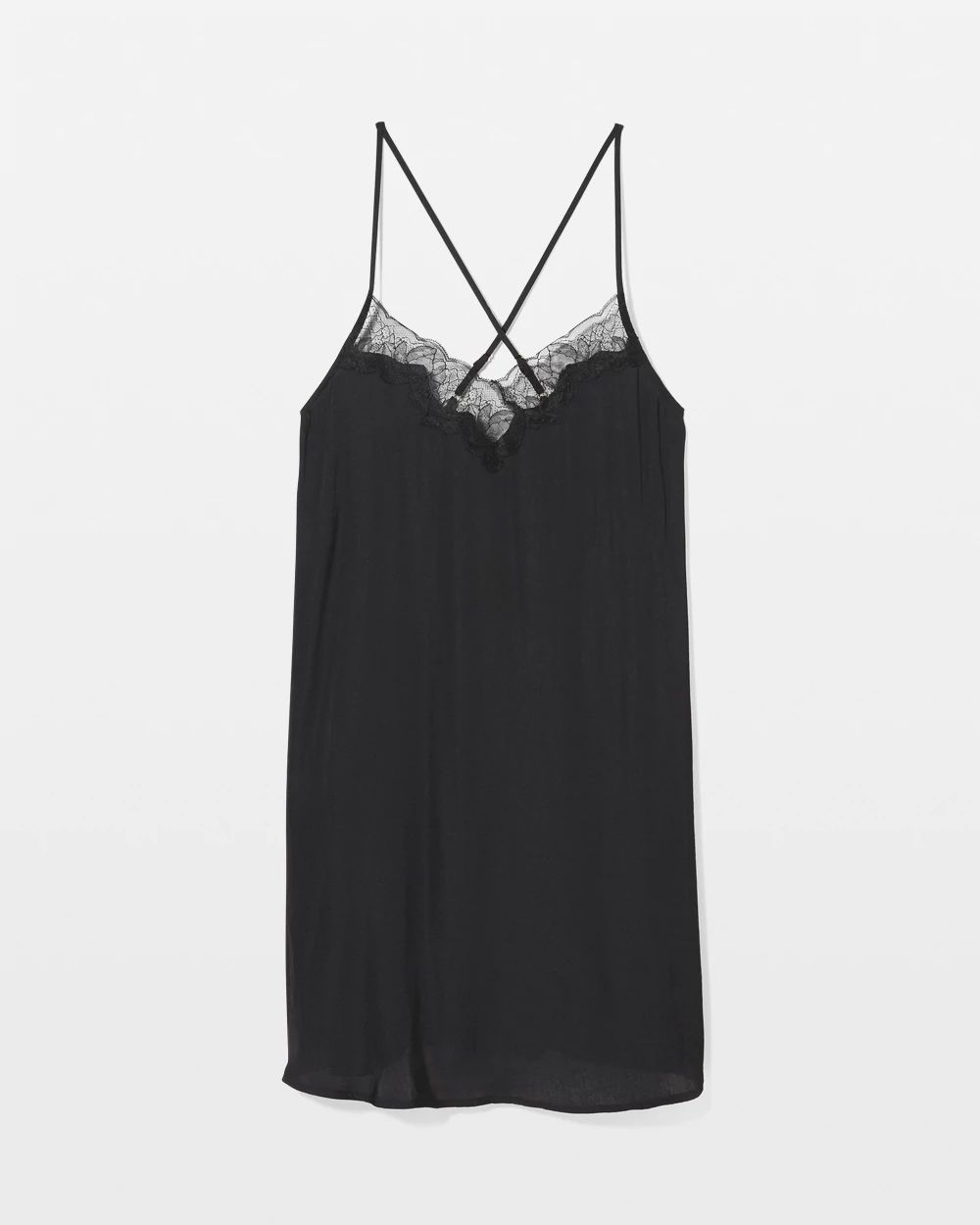 Crinkle Satin Lace Trim Chemise