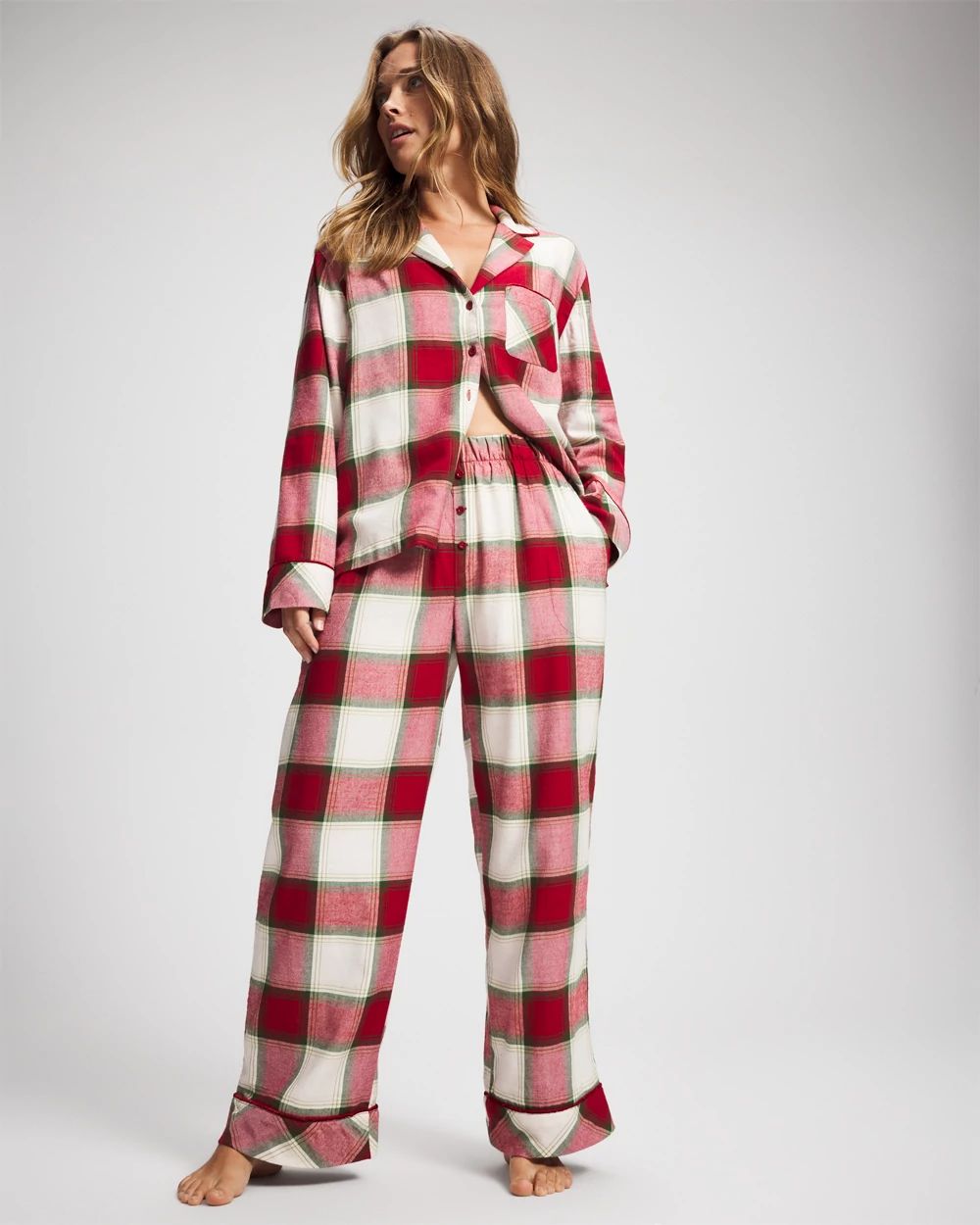 Flannel Velvet Piped Relaxed Pajama Pant