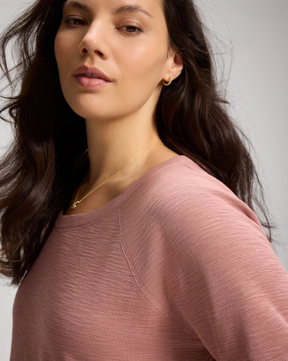 Slub French Terry Relaxed Dolman Sleeve Top click to view larger image.