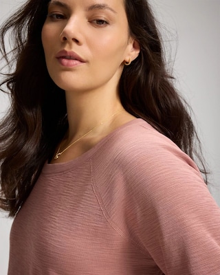Slub French Terry Relaxed Dolman Sleeve Top click to view larger image.