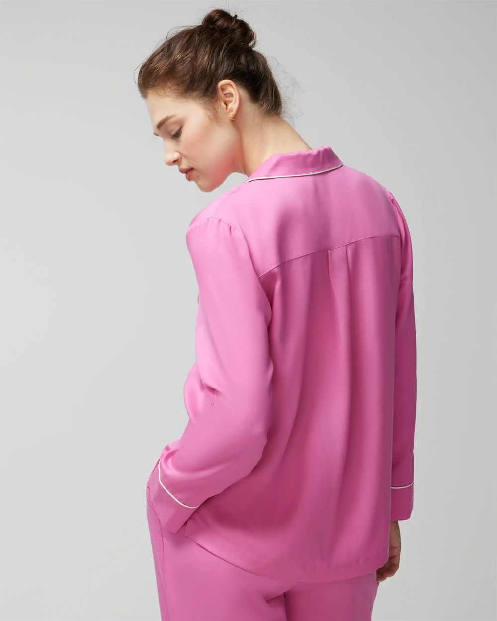 Long-Sleeve Notch Collar Pajama Top click to view larger image.