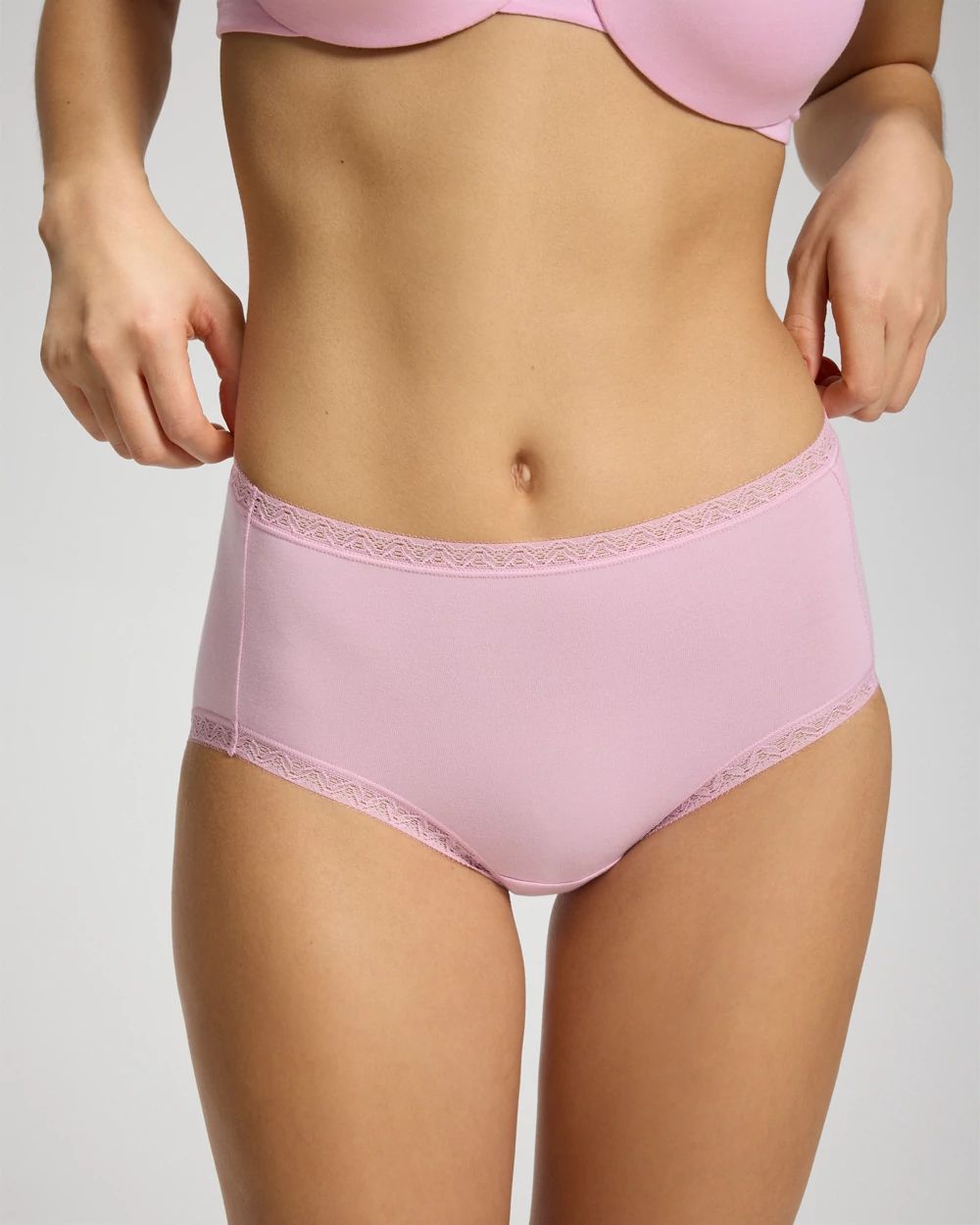 Cotton Brief Panty with Lace Trim