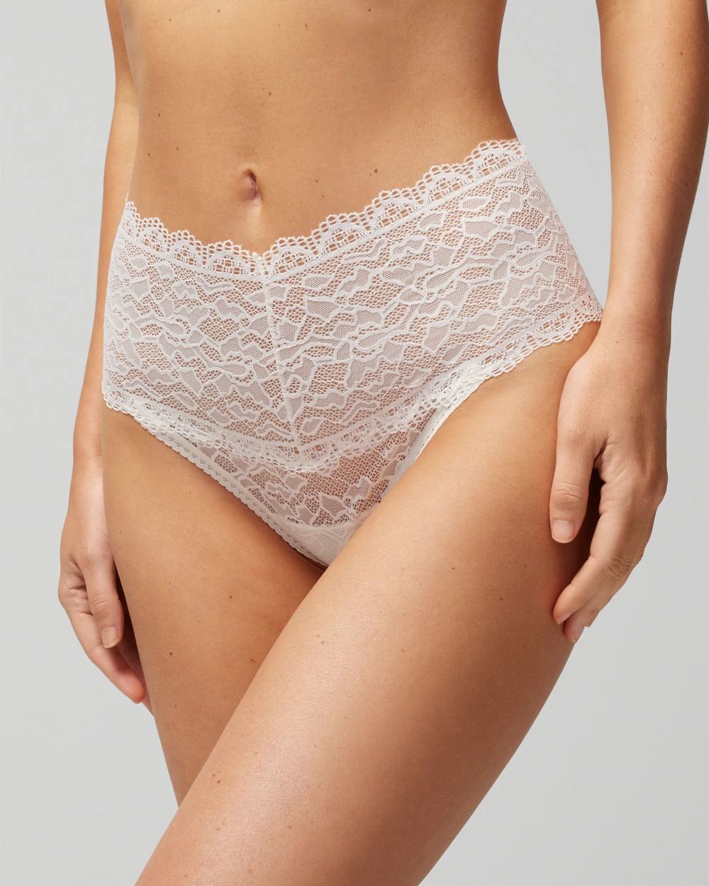 Embraceable High-Waist Thong Panty with Enchanting Lace