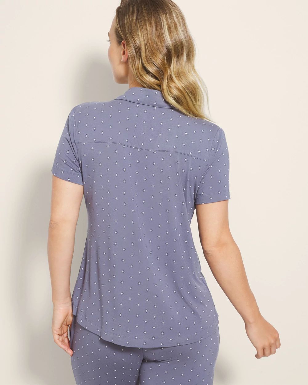 Short Sleeve Notch Collar Pajama Top click to view larger image.