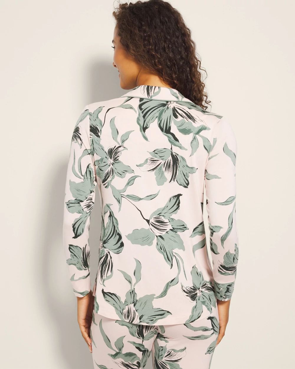 Cool Nights Long-Sleeve Printed Notch Collar Pajama Top