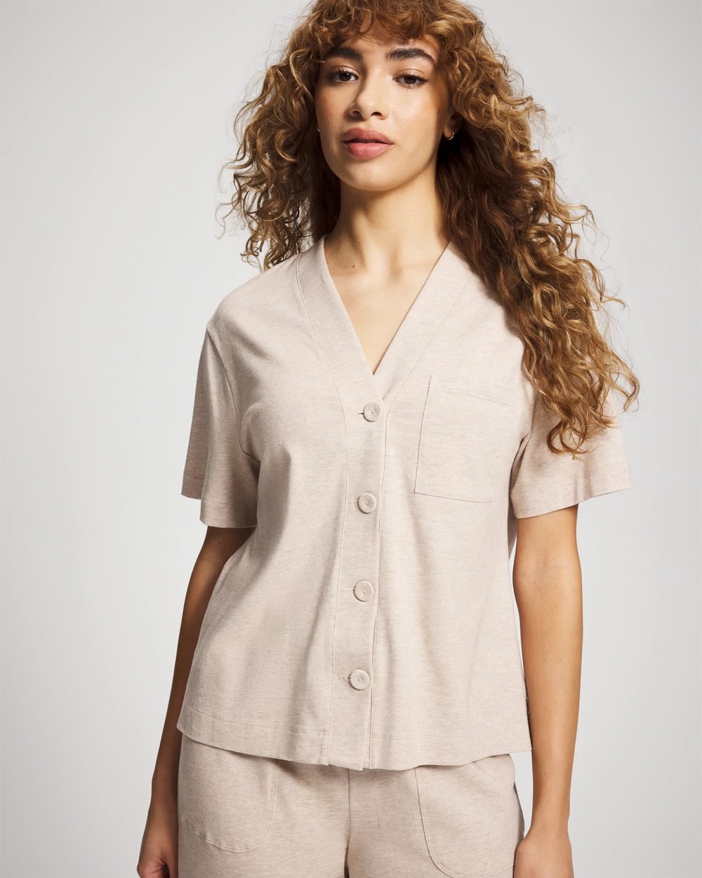 Button-Front Pajama Tee