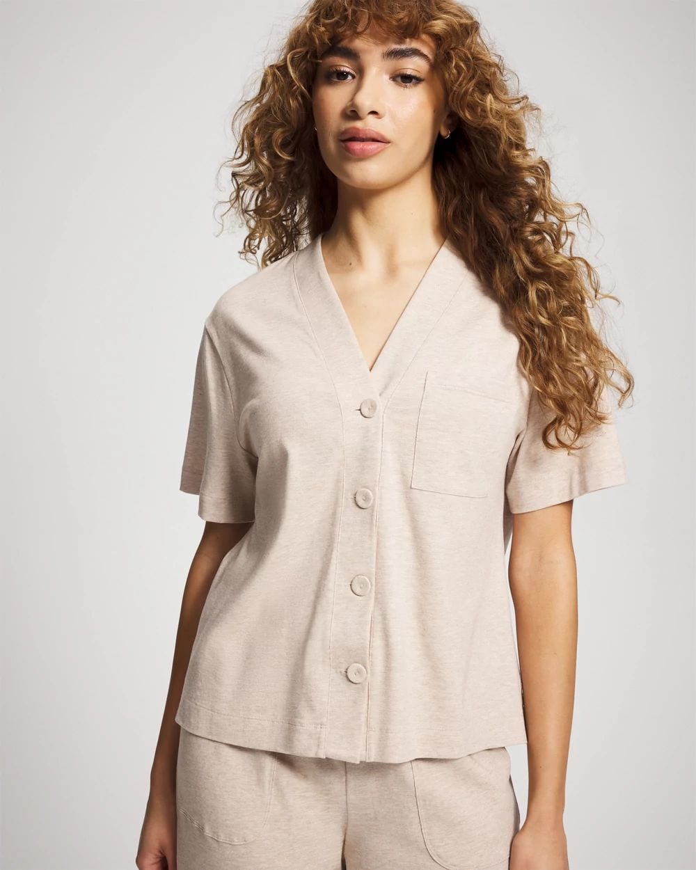 Most Loved Cotton Button-Front Pajama Tee