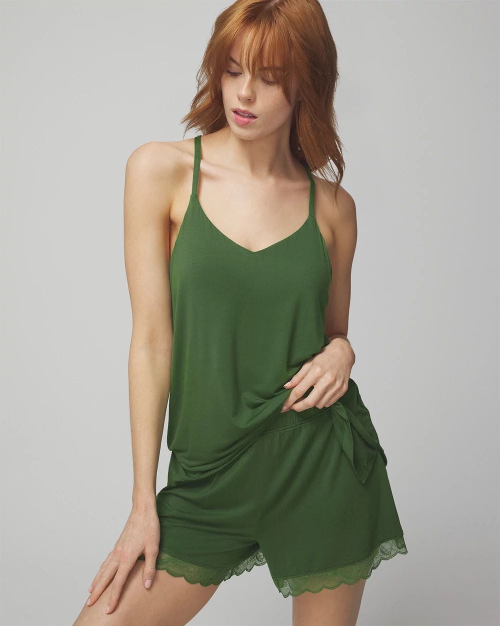 Lace Trim Pajama Shorts