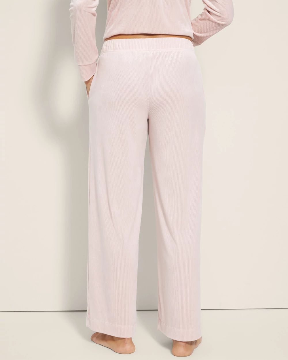 Velvety Ribbed Wide-Leg Pajama Pants
