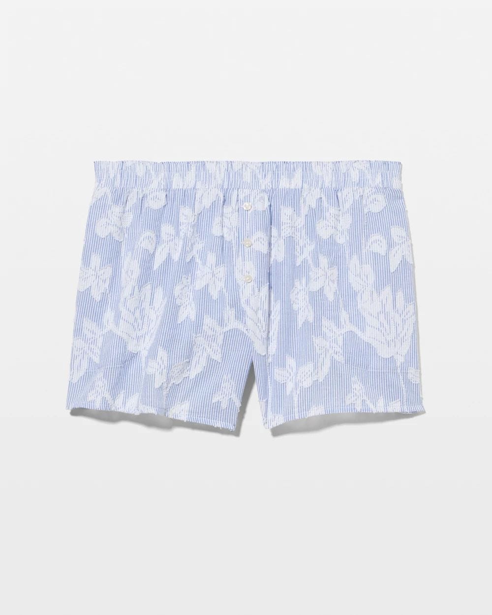 Cotton Striped Jacquard Pajama Shorts click to view larger image.