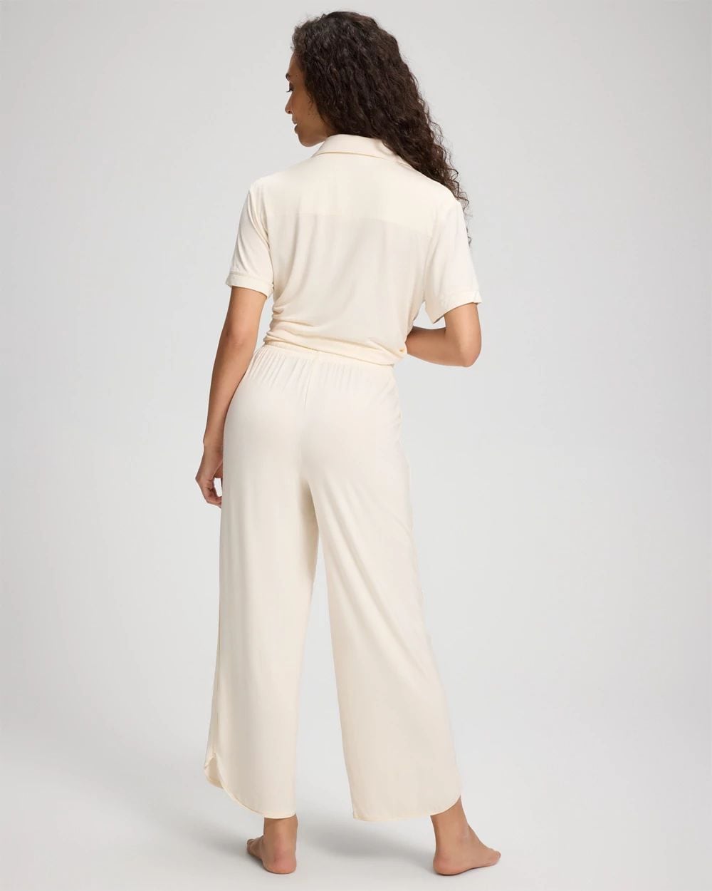 Cool Nights Solid Piped Crop Pajama Pant