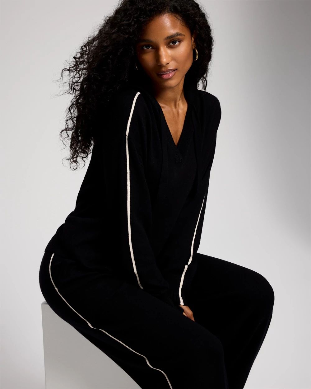 Sweater Contrast Stitch Hoodie click to view larger image.
